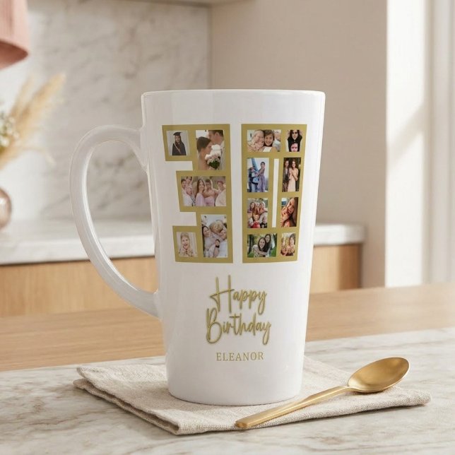 Tasse Latte Collage de photos pour le 30e anniversaire (Créateur téléchargé)