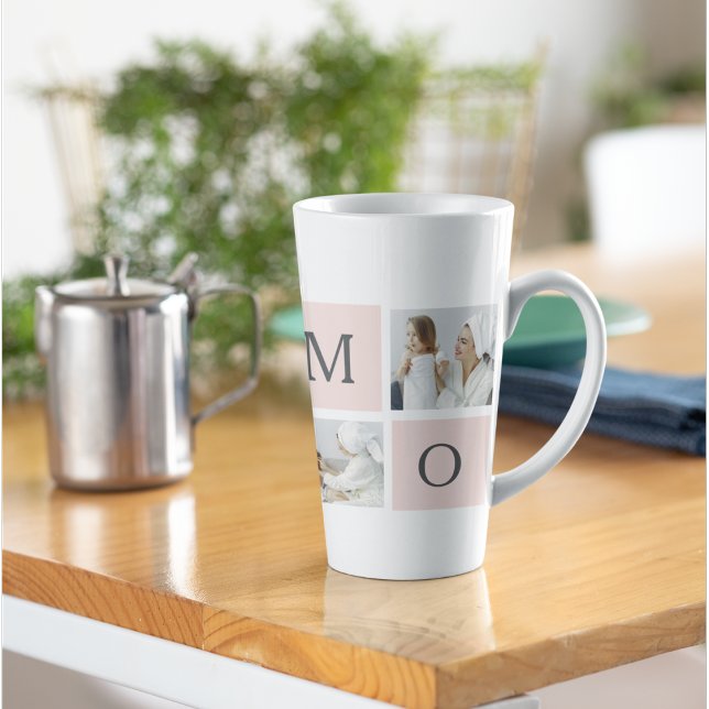Tasse Latte Collage moderne Photo & Pastel Cadeau de maman ros (Créateur téléchargé)