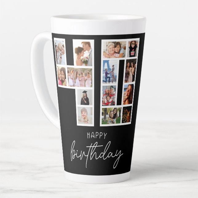 Tasse Latte Collage photo d'anniversaire 40 ans (Angle gauche)