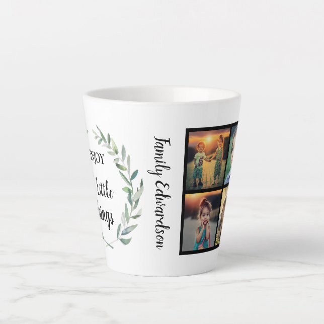 Tasse Latte Collage photo de famille monogramme profiter de pe (Devant)