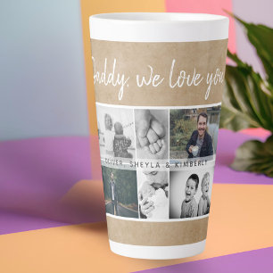 Tasse Latte Collage photo de famille Papa rustique avec enfant