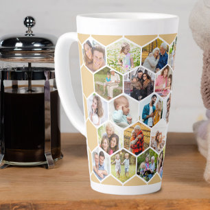 Tasse Latte Collage photo géométrique Hexagone 28 Photos Haut