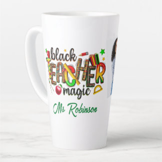 Tasse Latte Collage photo Magic Teacher noir personnalisé