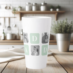 Tasse Latte Collage Photo Moderne Menthe & Cadeau Bonne Fête d
