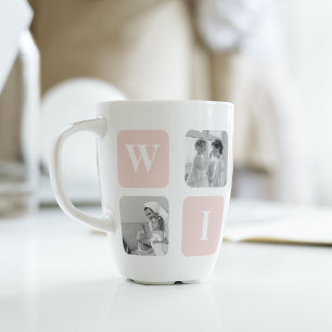 Tasse Latte Collage tendance Photo & Pastel rose Meilleur cade