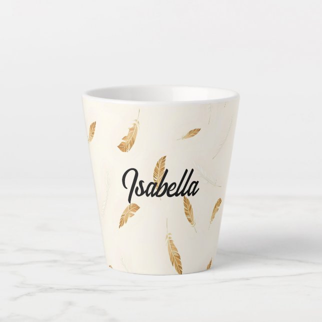 Tasse Latte Collection Luxe Moderne Boho Feathers (Devant)