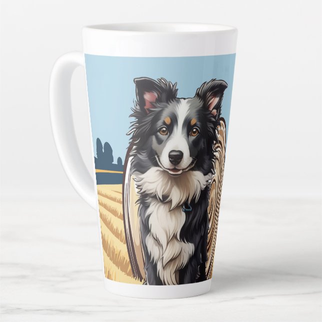Tasse Latte Collie frontalier à la ferme (Angle gauche)