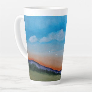 Tasse Latte Collines du coucher du soleil