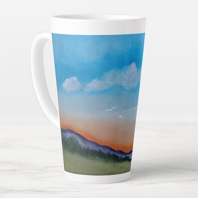 Tasse Latte Collines du coucher du soleil (Angle gauche)
