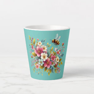 Tasse Latte Coloré, Abeille printanière/florale