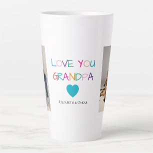 Tasse Latte Coloré "Love You Grandpa" Texte et photo personnal