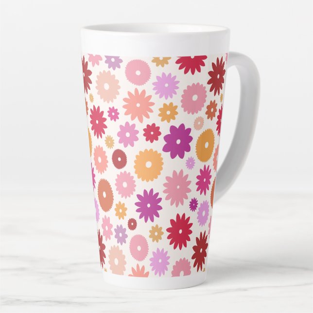 Tasse Latte Colorful Blooms Pattern (Angle droit)