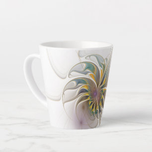 Tasse Latte Colorful fractal ornament. Flower art