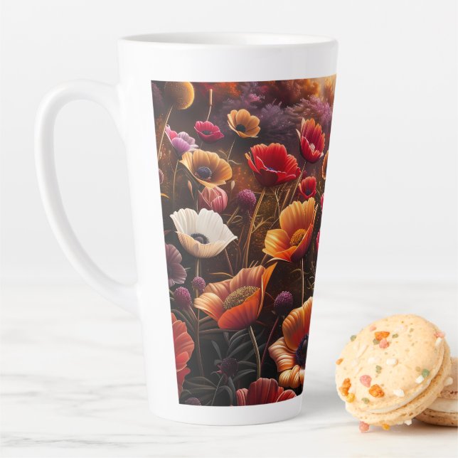 Tasse Latte Colorful Poppies (En situation)