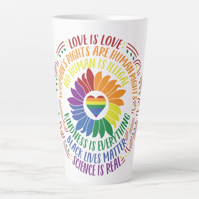 Tasse Latte Colorful Social Justice Flower Word (Devant)