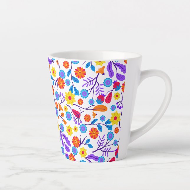 Tasse Latte Colourful Exotic Floral Pattern-23165 (Droite)