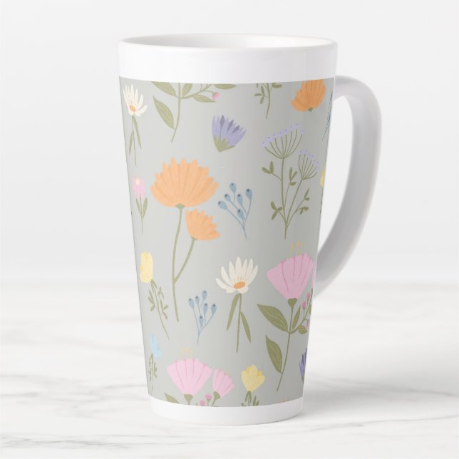 Tasse Latte Colourful meadow on grey (Angle droit)