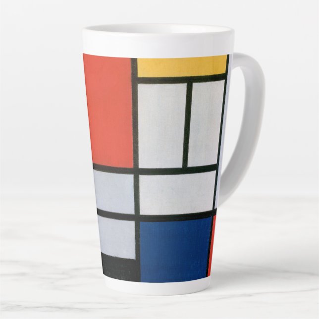 Tasse Latte Composition Abstraite Vintage de Piet Mondrian (Angle droit)