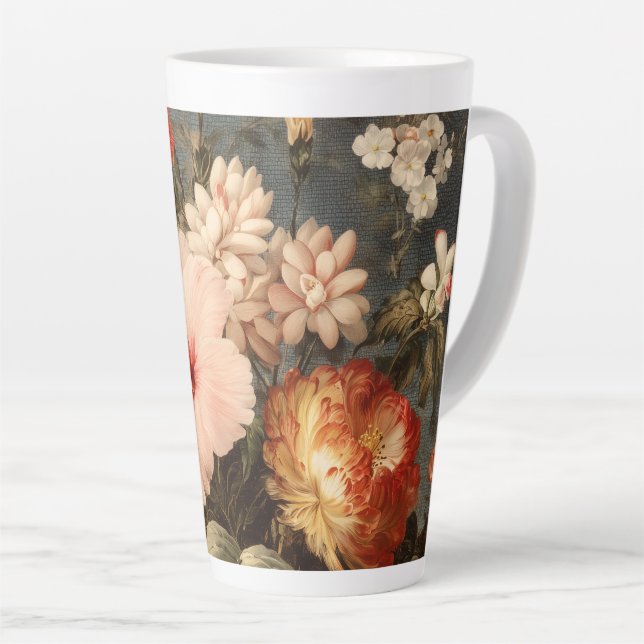 Tasse Latte Composition florale vintage vibrante (Angle droit)