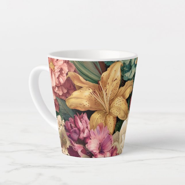 Tasse Latte Composition florale vintage vibrante (Angle gauche)