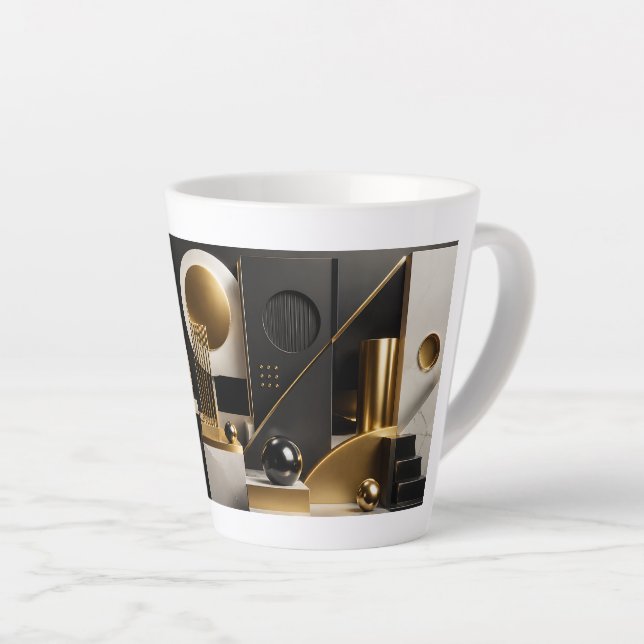 Tasse Latte Composition Moderne Luxueuse : Cadeau Or, Noir (Angle droit)