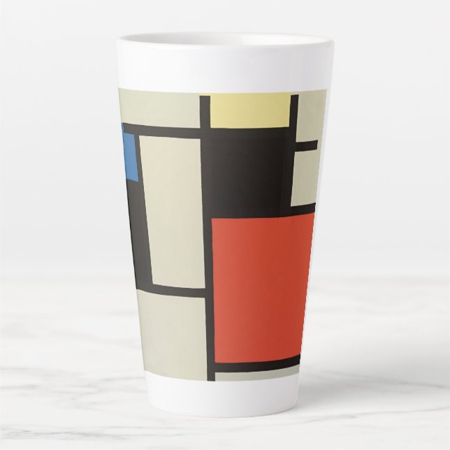 Tasse Latte Composition mondrienne Art moderne de la peinture  (Devant)