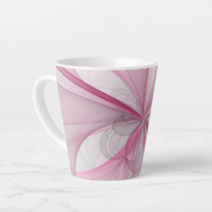 Tasse Latte Conception Abstraite de fractal rose pâle moderne
