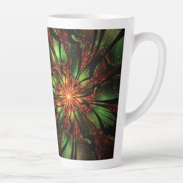 Tasse Latte Conception Abstraite des fleurs fractales. (Droite)