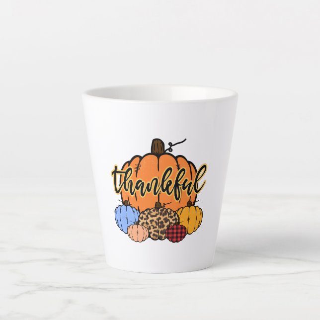 Tasse Latte Conception Citrouille de l'automne (Devant)