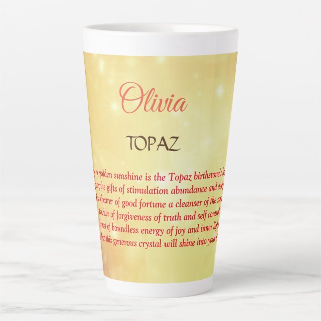Tasse Latte Conception de Birthstone Topaz en novembre  (Devant)