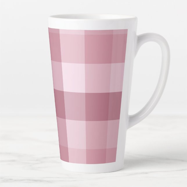 Tasse Latte Conception de carreaux à carreaux Gingham rose (Droite)