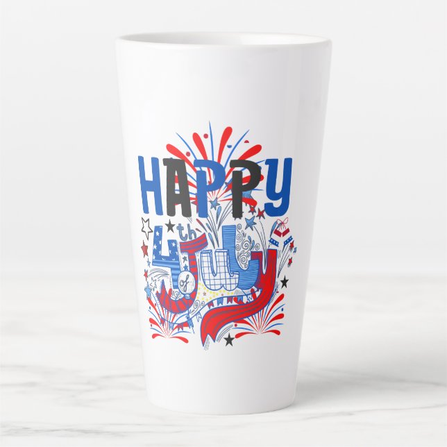 Tasse Latte Conception de célébration patriotique du 4 juillet (Devant)