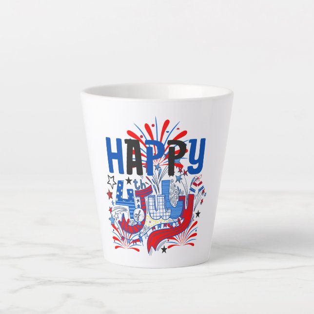 Tasse Latte Conception de célébration patriotique du 4 juillet (Devant)