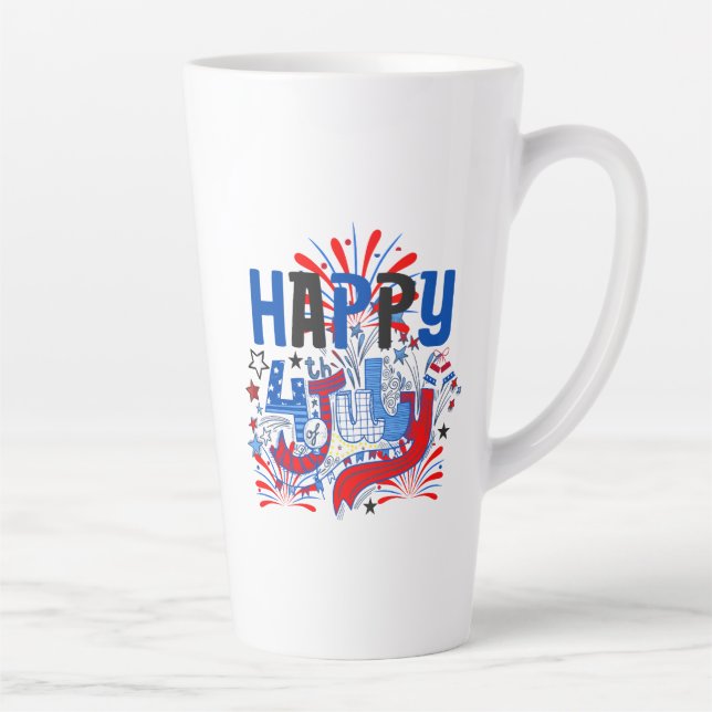 Tasse Latte Conception de célébration patriotique du 4 juillet (Droite)