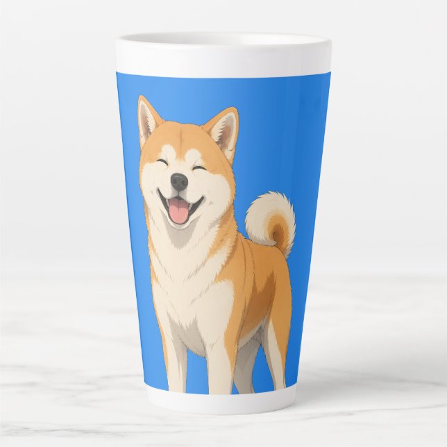 Tasse Latte Conception de chien Akita heureux (Devant)