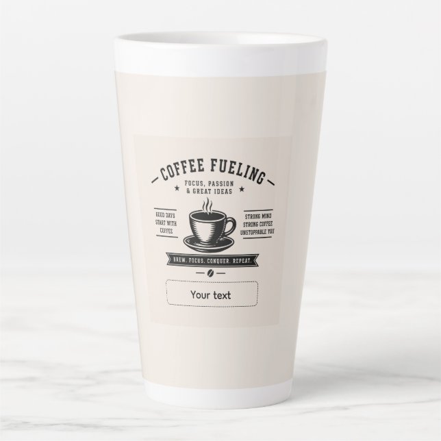 Tasse Latte Conception de citation de café personnalisée – Nom (Devant)