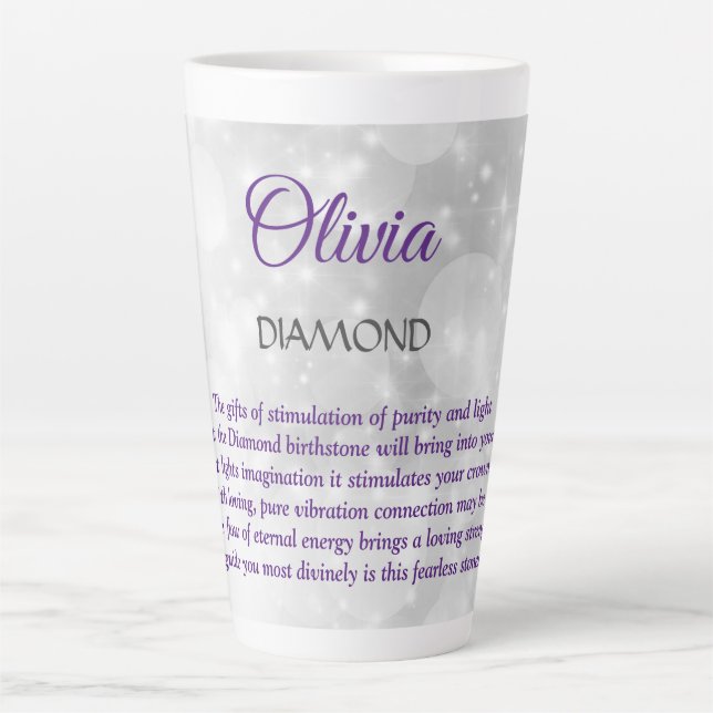Tasse Latte Conception de diamant pierre de naissance d'avril (Devant)