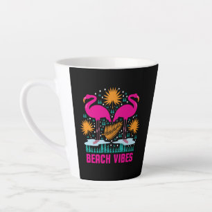 Tasse Latte Conception de flamants roses de vibes de plage
