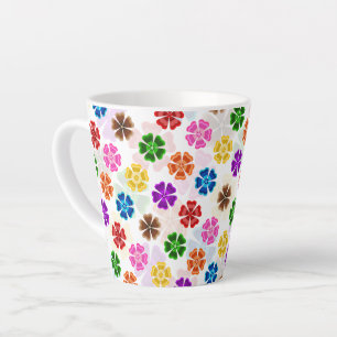 Tasse Latte Conception de fleurs arc-en-ciel rétro colorées bl