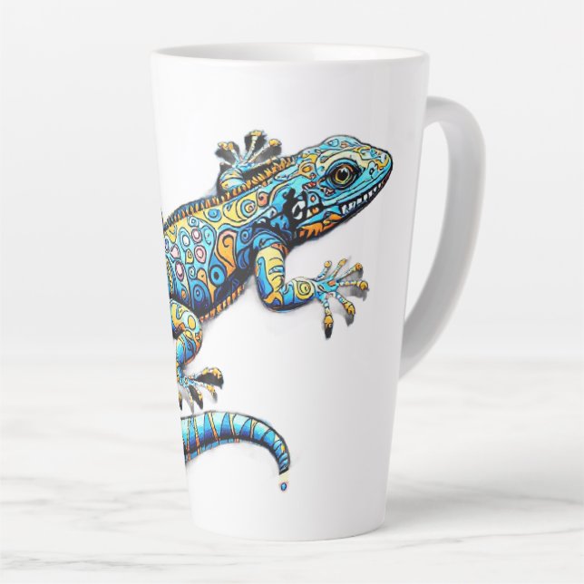 Tasse Latte Conception de Gecko Funky  (Angle droit)