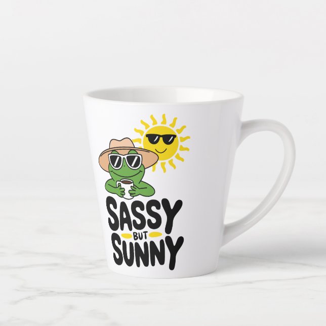 Tasse Latte Conception de grenouille Sassy mais Sunny - Drôle  (Droite)