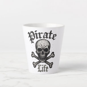 Tasse Latte Conception de Grunge Crâne et Os Croisés de Vie de