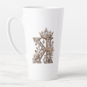 Tasse Latte Conception de luxe en cristal beige avec lettre K