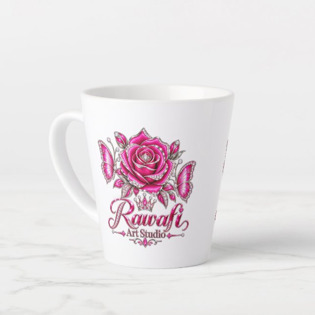 Tasse Latte Conception de luxe Rose Cristal Fuchsia (Angle gauche)