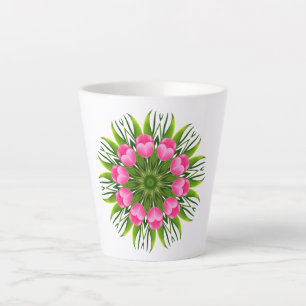 Tasse Latte Conception de mandala de fleurs magnifiques-79358