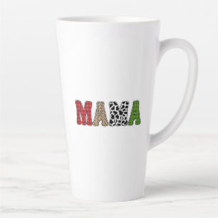 Tasse Latte Conception de motif à carreaux de Mama Noël