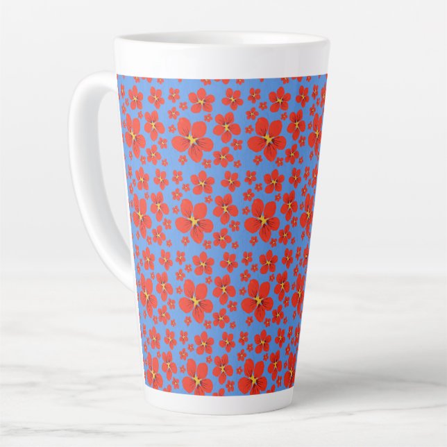 Tasse Latte Conception de Nasturtium sur muqueuse latte (Angle gauche)