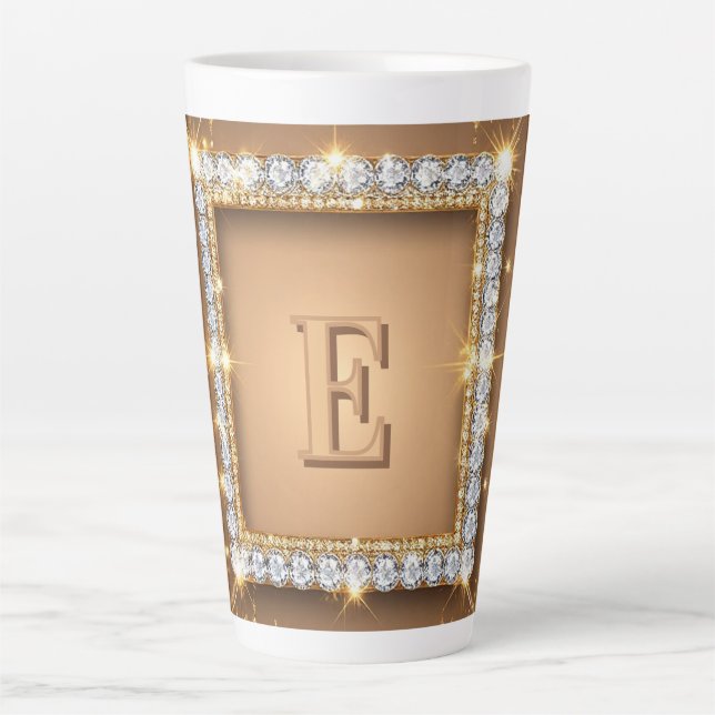Tasse Latte ✨ Conception de nom personnalisé avec monogramme d (Devant)