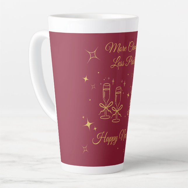 Tasse Latte Conception de Nouvel An en ligne d'art dorée (Angle gauche)