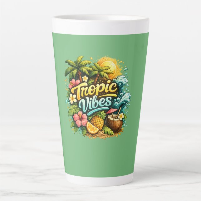 Tasse Latte Conception de paradis tropical Tropic Vibes (Devant)